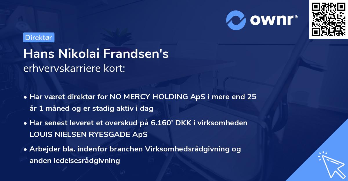 Hans Nikolai Frandsen's erhvervskarriere kort