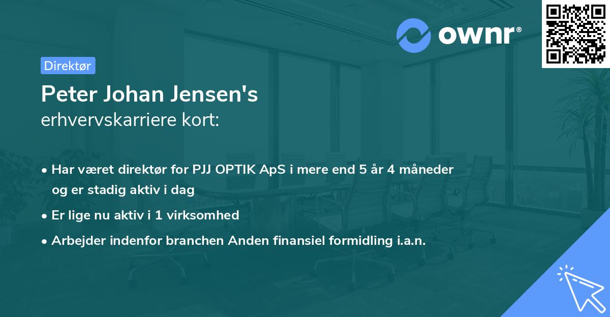 Peter Johan Jensen's erhvervskarriere kort