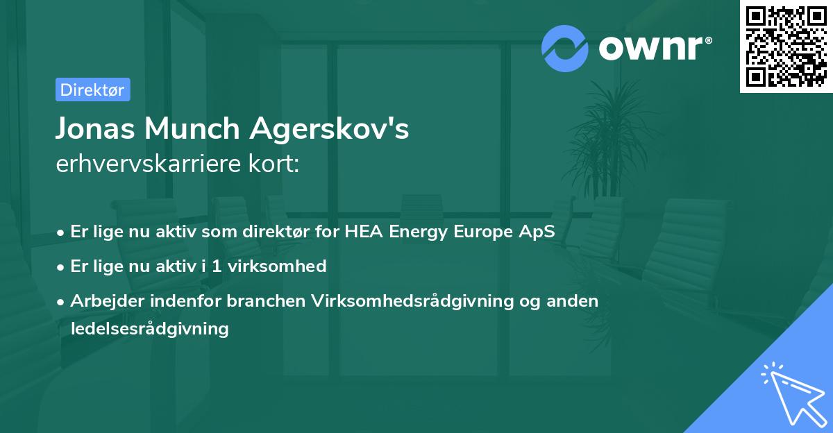 Jonas Munch Agerskov's erhvervskarriere kort