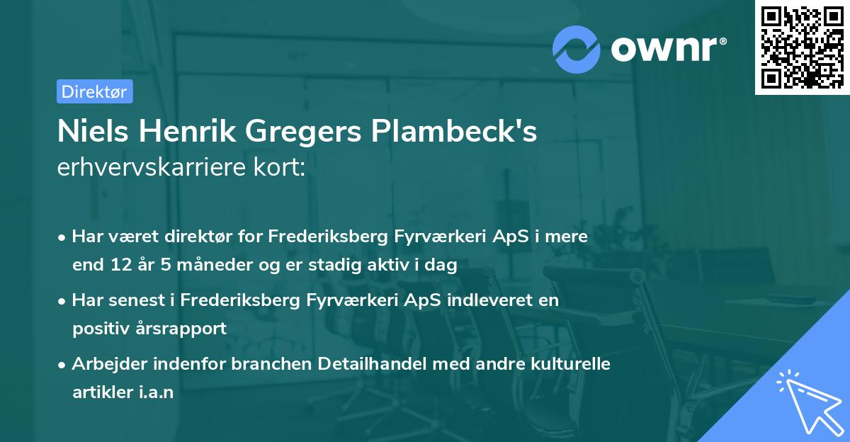 Niels Henrik Gregers Plambeck's erhvervskarriere kort