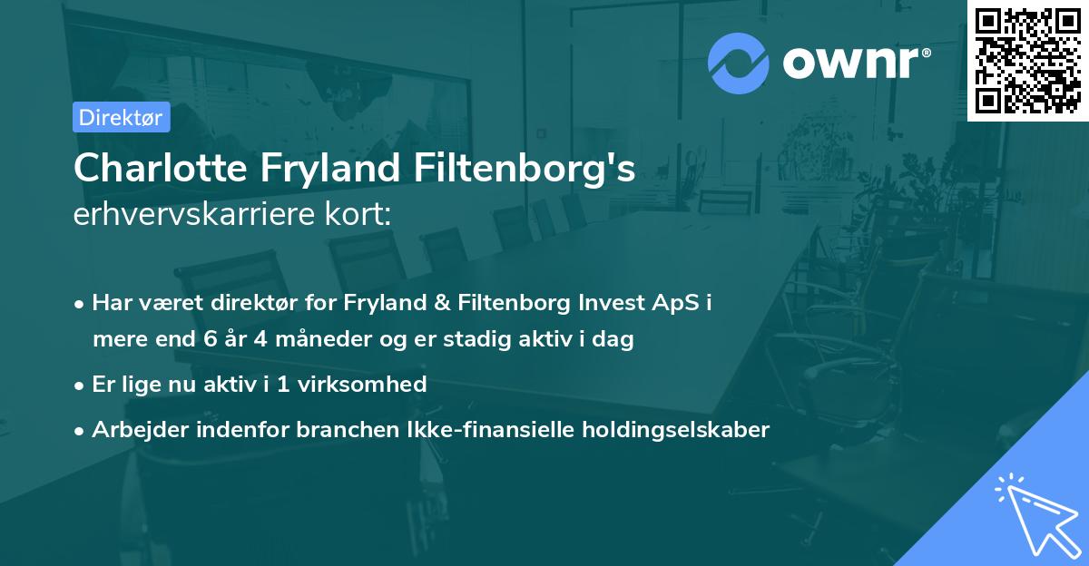 Charlotte Fryland Filtenborg's erhvervskarriere kort