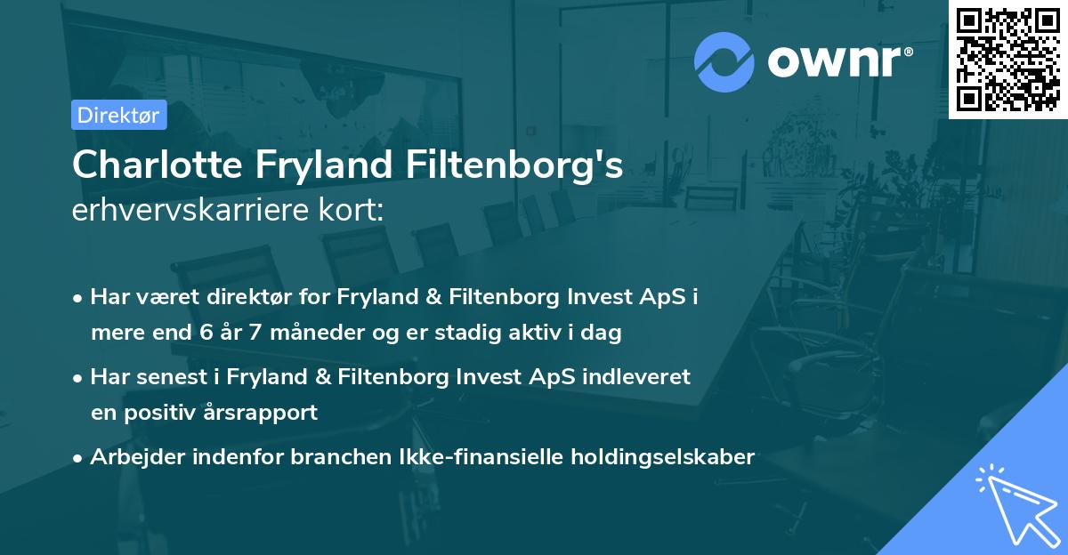 Charlotte Fryland Filtenborg's erhvervskarriere kort