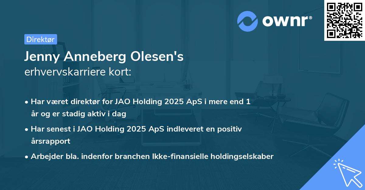 Jenny Anneberg Olesen's erhvervskarriere kort