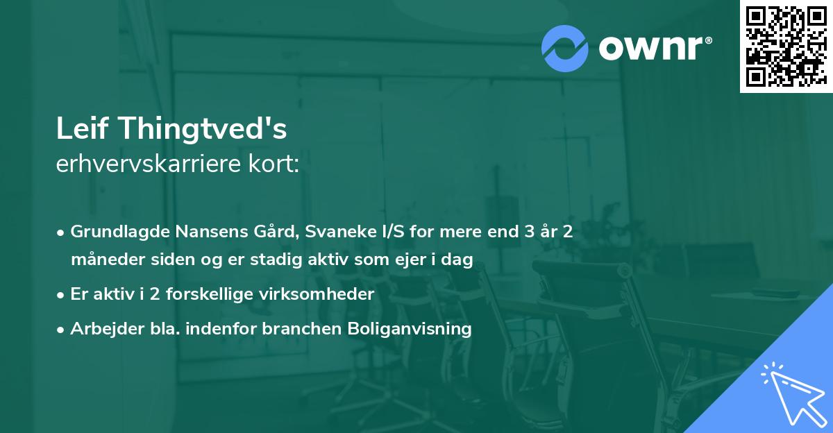 Leif Thingtved's erhvervskarriere kort