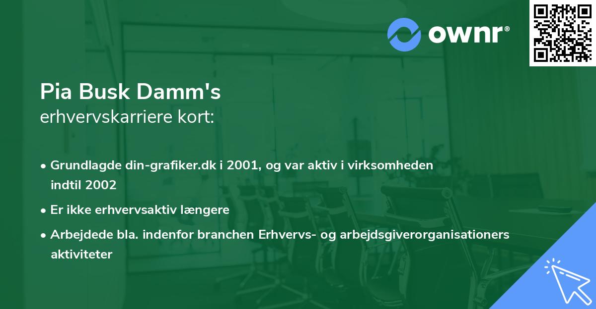 Pia Busk Damm's erhvervskarriere kort