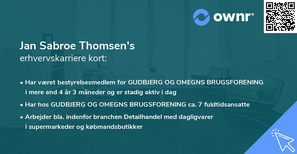 Jan Sabroe Thomsen's erhvervskarriere kort