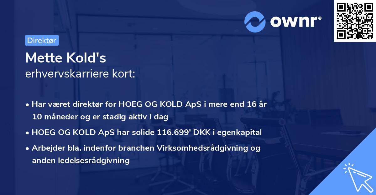 Mette Kold's erhvervskarriere kort