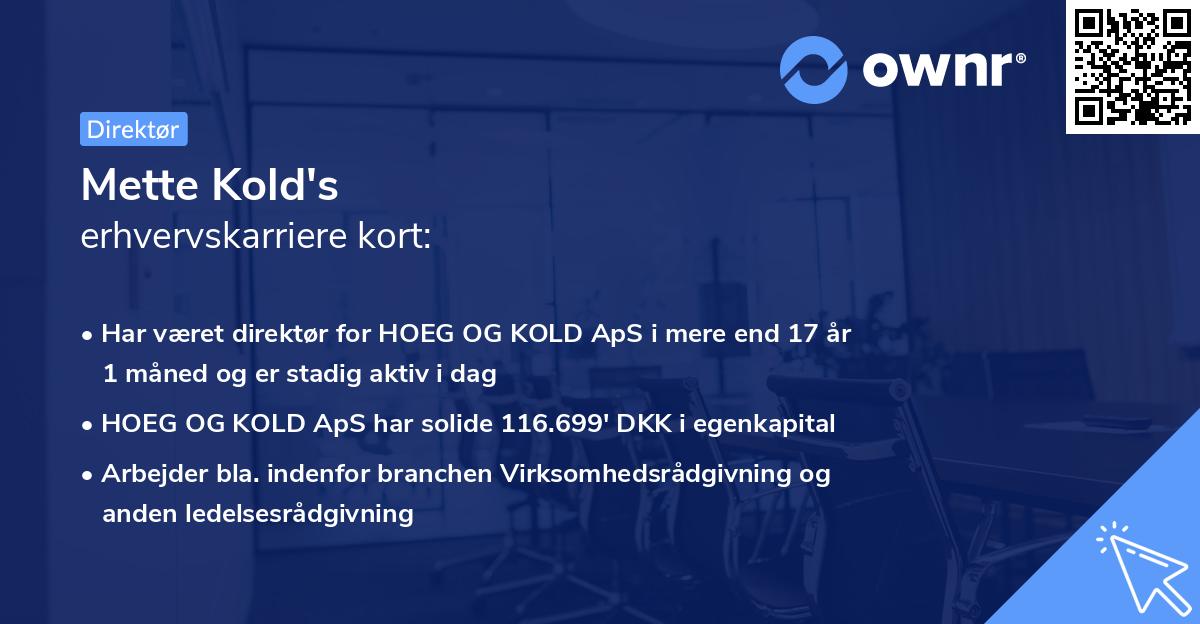 Mette Kold's erhvervskarriere kort