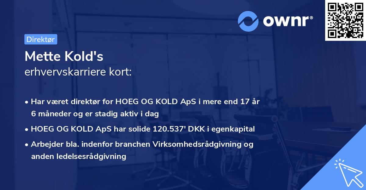 Mette Kold's erhvervskarriere kort