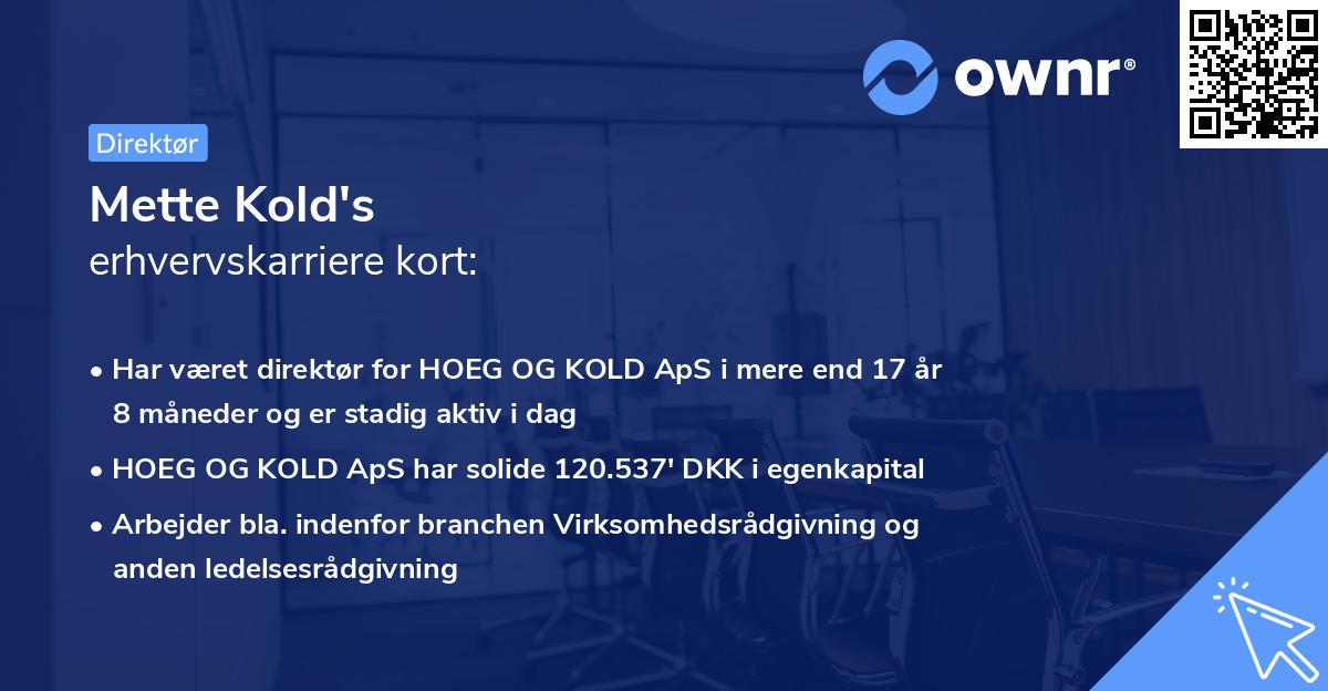 Mette Kold's erhvervskarriere kort