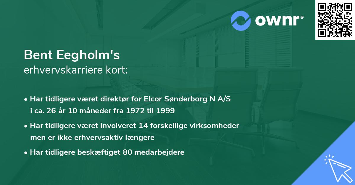 Bent Eegholm's erhvervskarriere kort