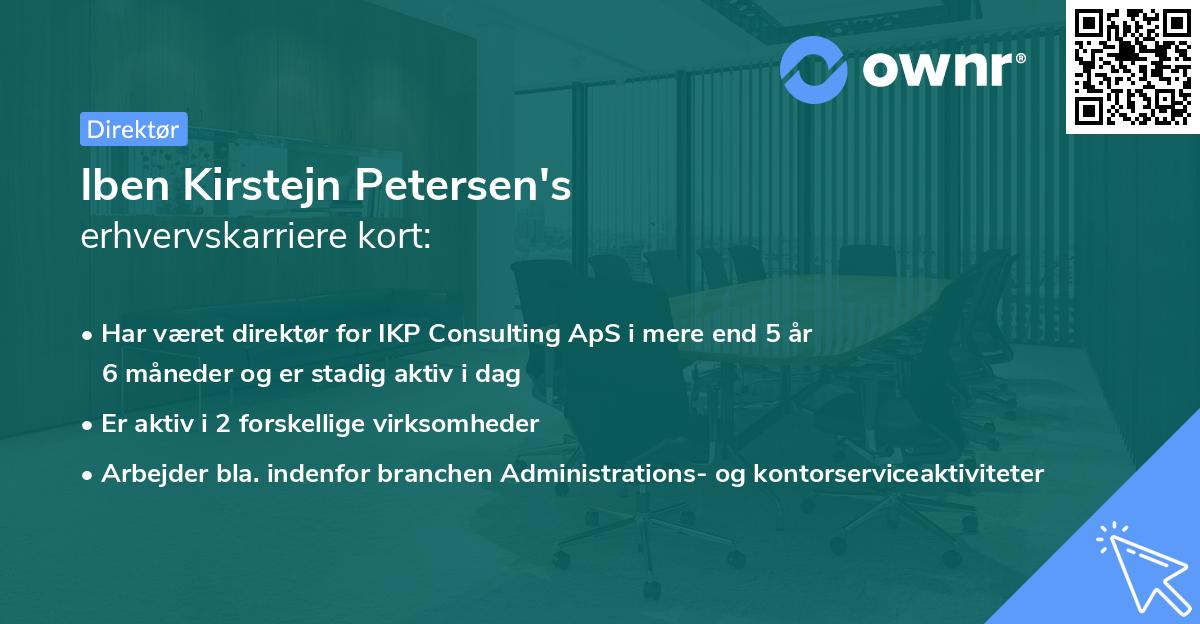 Iben Kirstejn Petersen's erhvervskarriere kort
