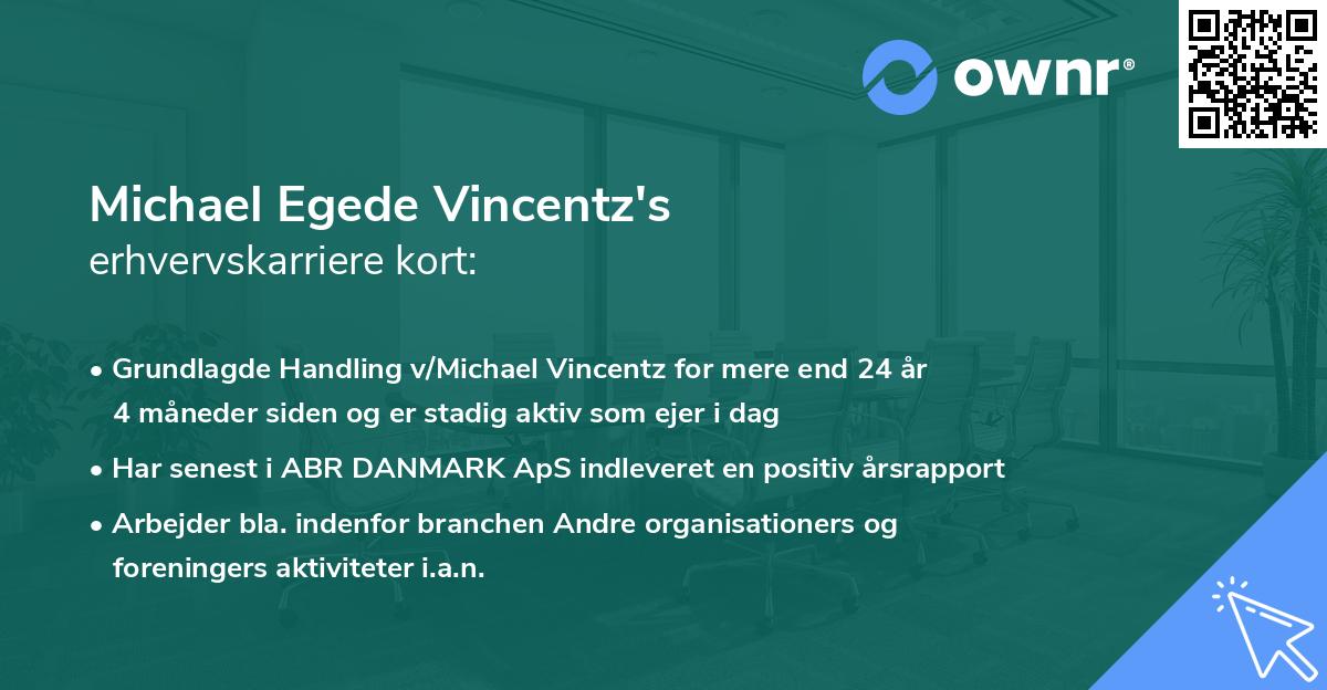 Michael Egede Vincentz's erhvervskarriere kort