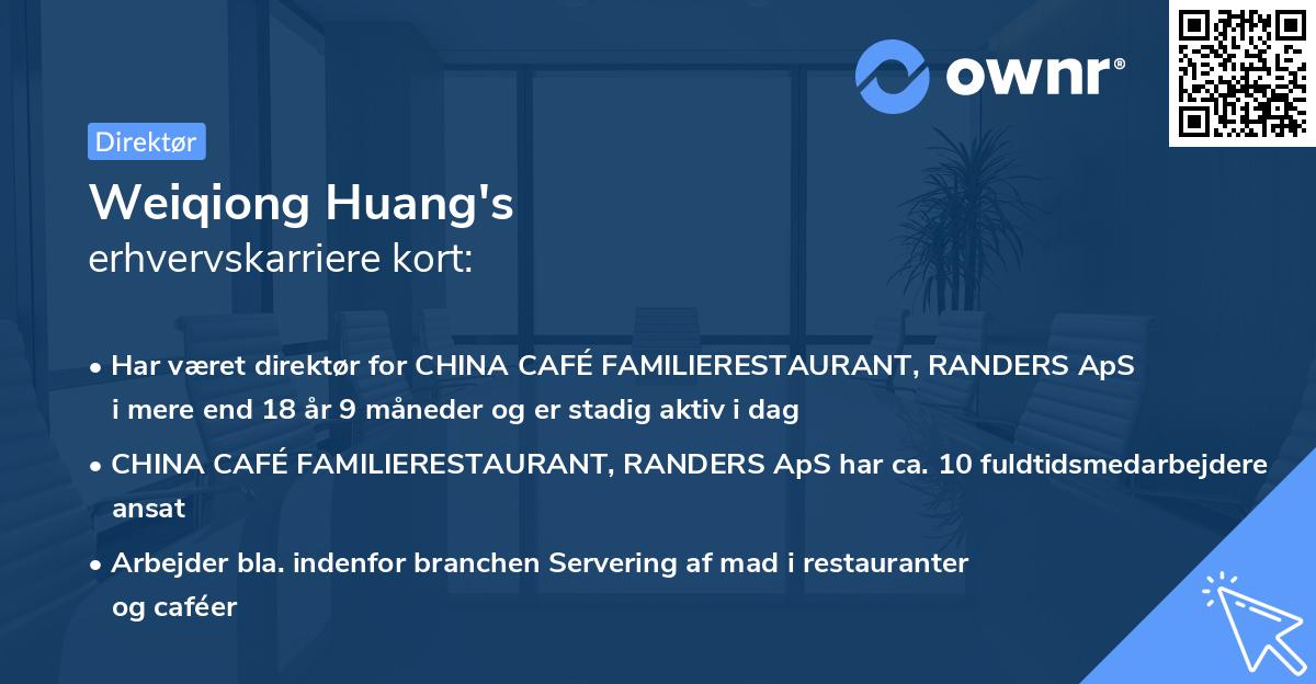 Weiqiong Huang's erhvervskarriere kort