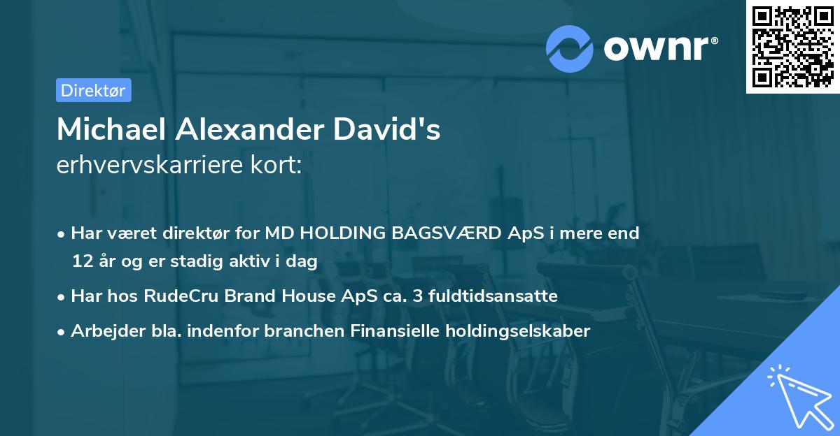 Michael Alexander David's erhvervskarriere kort