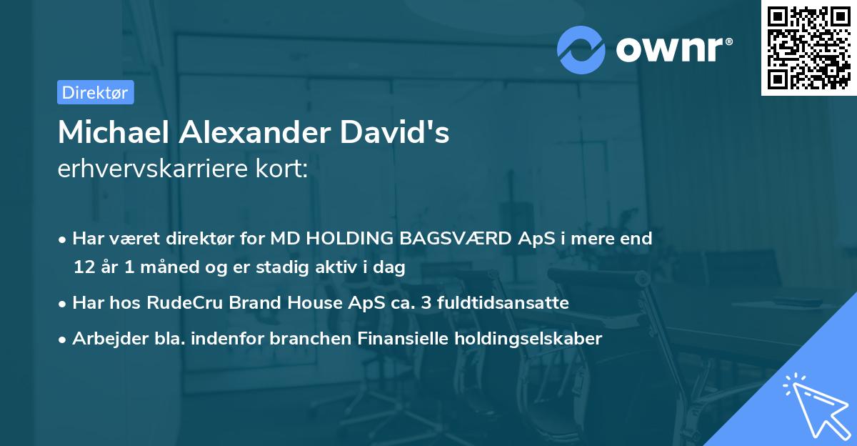 Michael Alexander David's erhvervskarriere kort