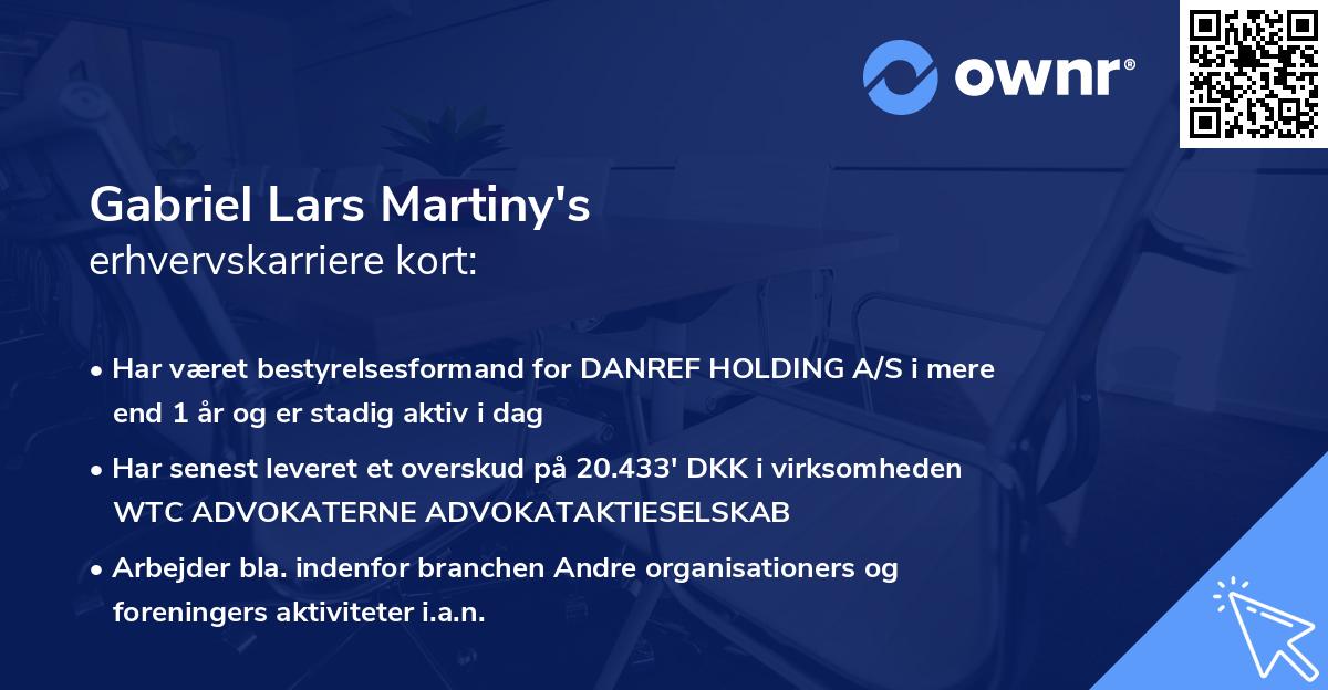 Gabriel Lars Martiny's erhvervskarriere kort