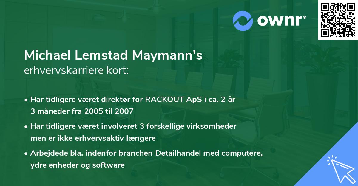 Michael Lemstad Maymann's erhvervskarriere kort