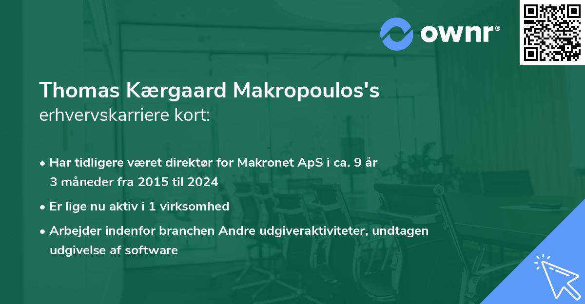 Thomas Kærgaard Makropoulos's erhvervskarriere kort