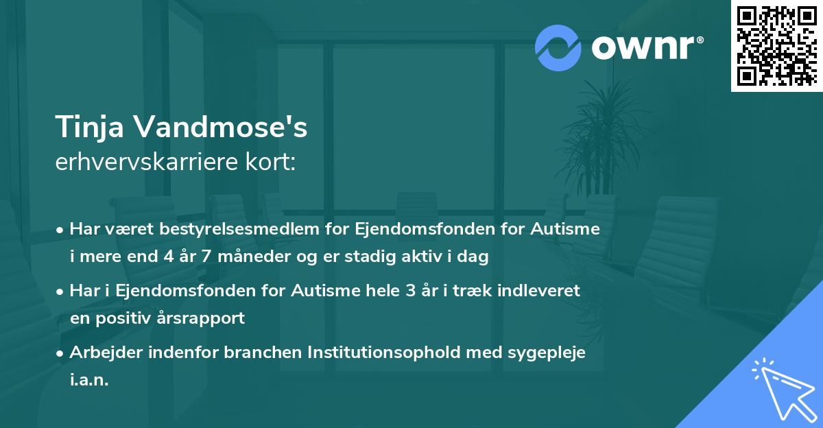 Tinja Vandmose's erhvervskarriere kort