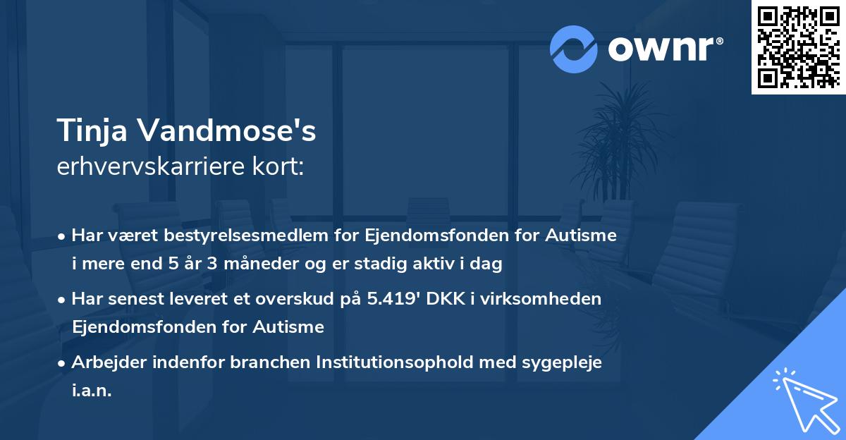 Tinja Vandmose's erhvervskarriere kort
