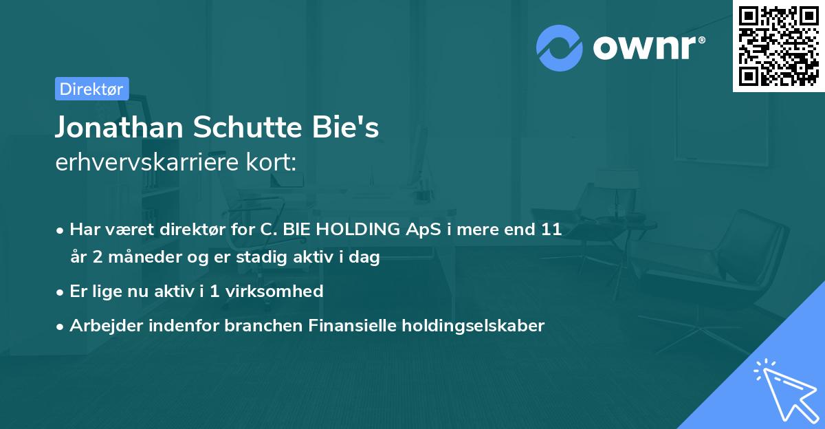 Jonathan Schutte Bie's erhvervskarriere kort
