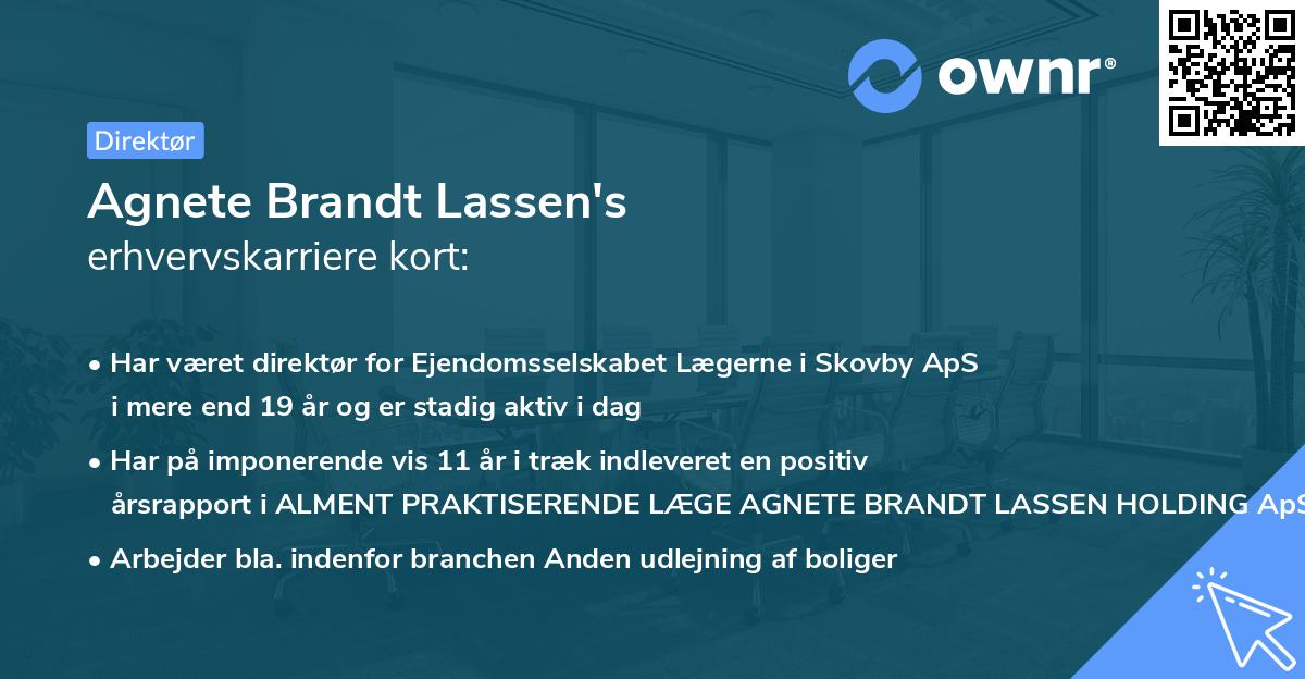 Agnete Brandt Lassen's erhvervskarriere kort