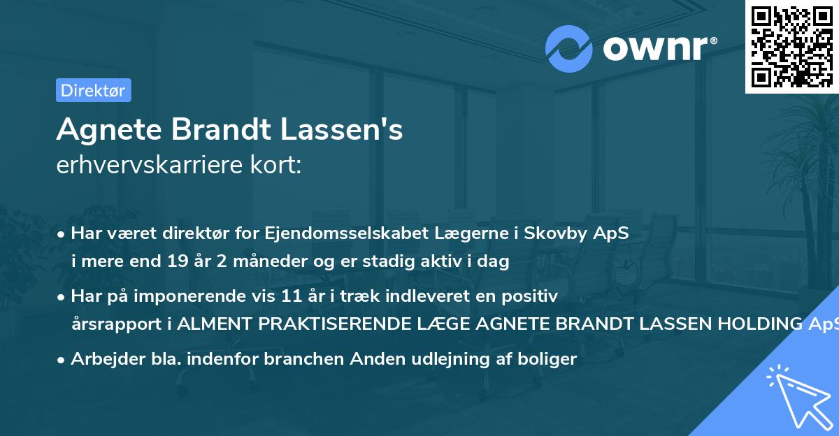 Agnete Brandt Lassen's erhvervskarriere kort