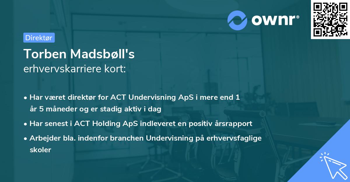 Torben Madsbøll's erhvervskarriere kort