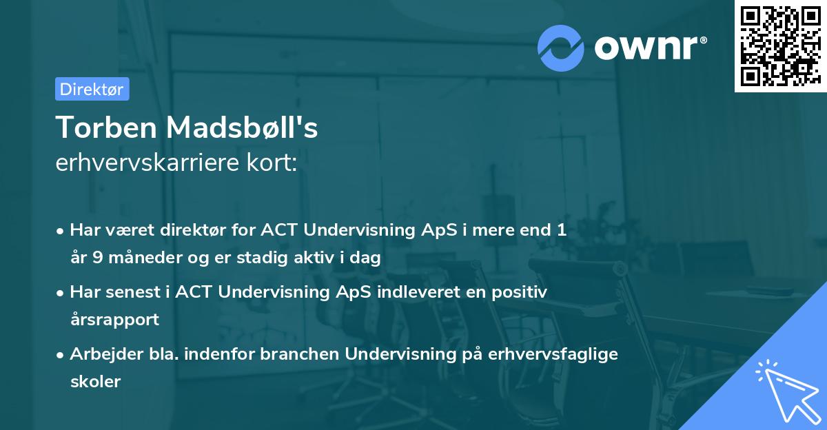 Torben Madsbøll's erhvervskarriere kort