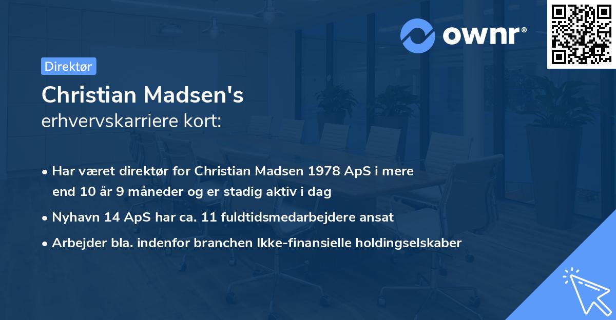 Christian Madsen's erhvervskarriere kort
