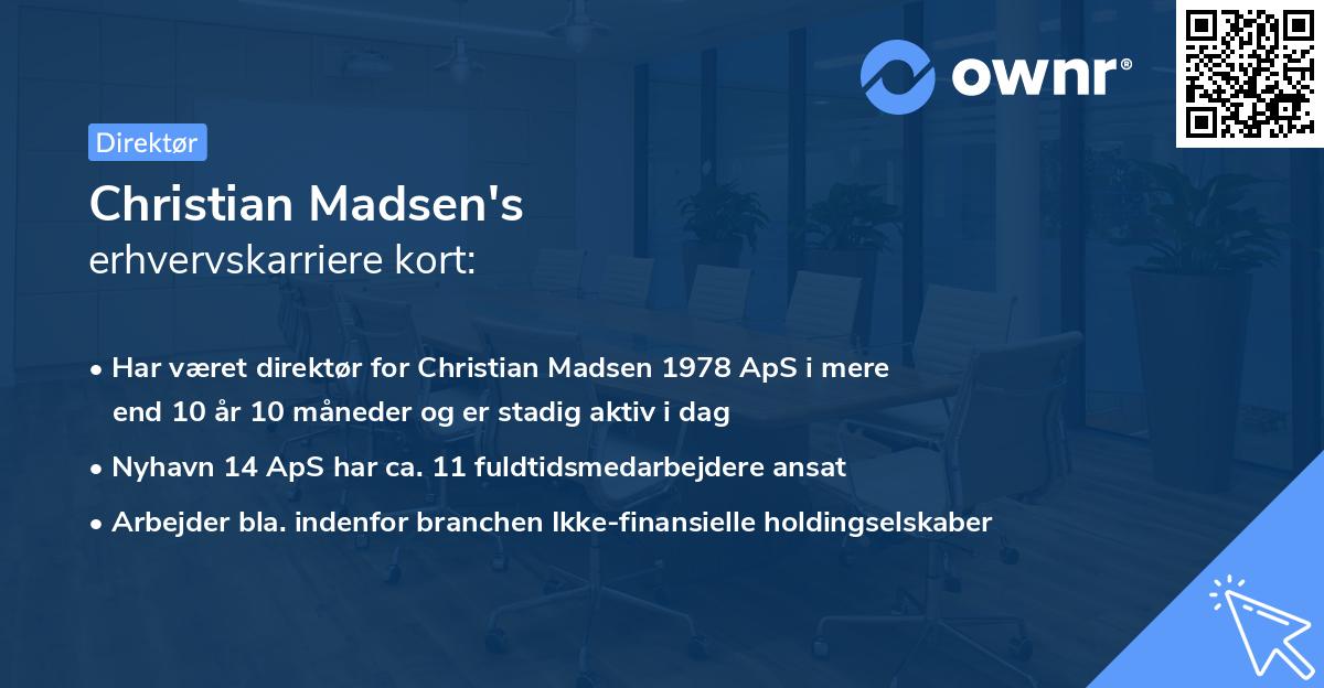 Christian Madsen's erhvervskarriere kort