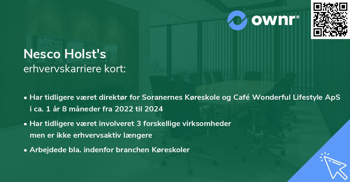Nesco Holst's erhvervskarriere kort