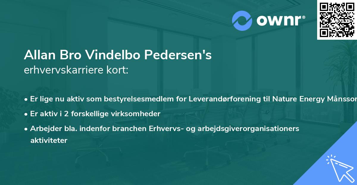 Allan Bro Vindelbo Pedersen's erhvervskarriere kort