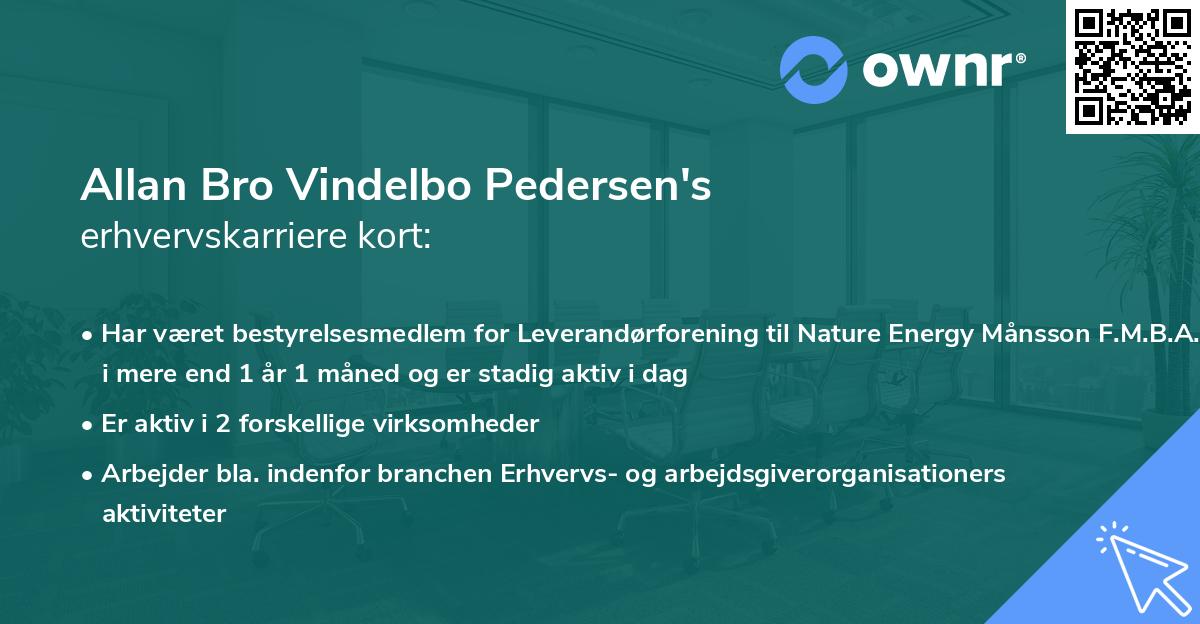 Allan Bro Vindelbo Pedersen's erhvervskarriere kort