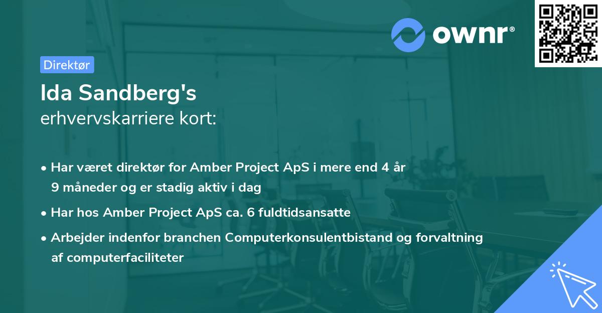 Ida Sandberg's erhvervskarriere kort