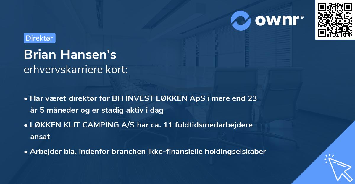 Brian Hansen's erhvervskarriere kort