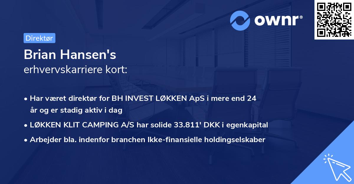 Brian Hansen's erhvervskarriere kort