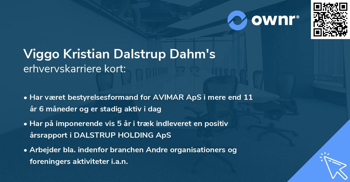 Viggo Kristian Dalstrup Dahm's erhvervskarriere kort