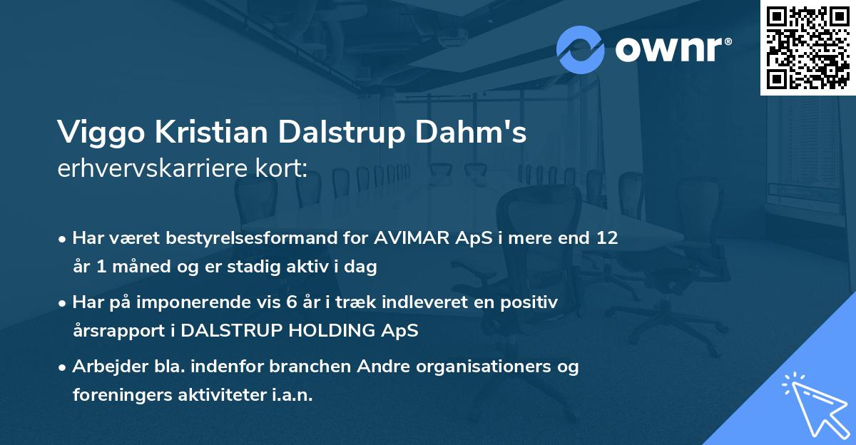 Viggo Kristian Dalstrup Dahm's erhvervskarriere kort