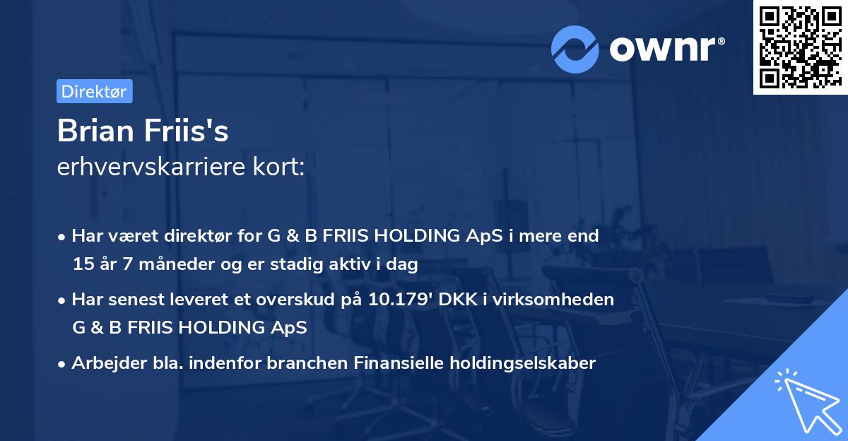 Brian Friis's erhvervskarriere kort
