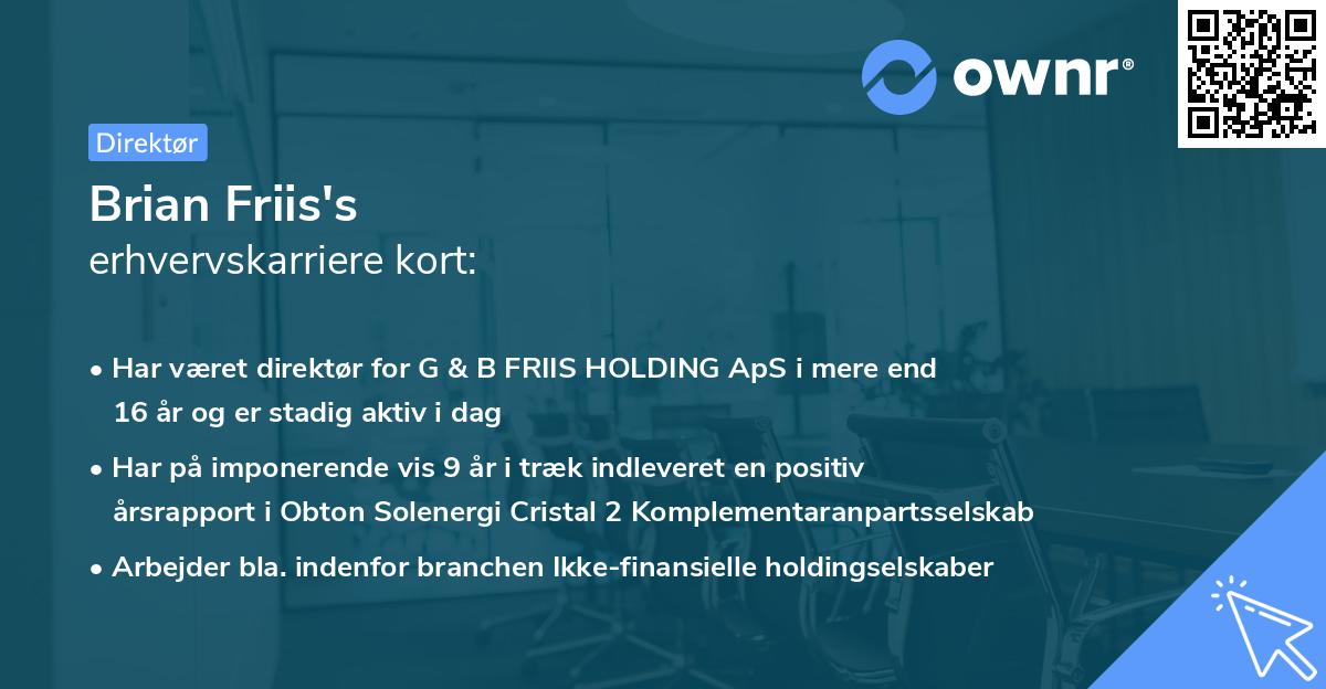 Brian Friis's erhvervskarriere kort