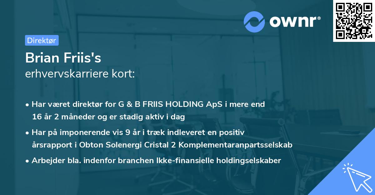 Brian Friis's erhvervskarriere kort