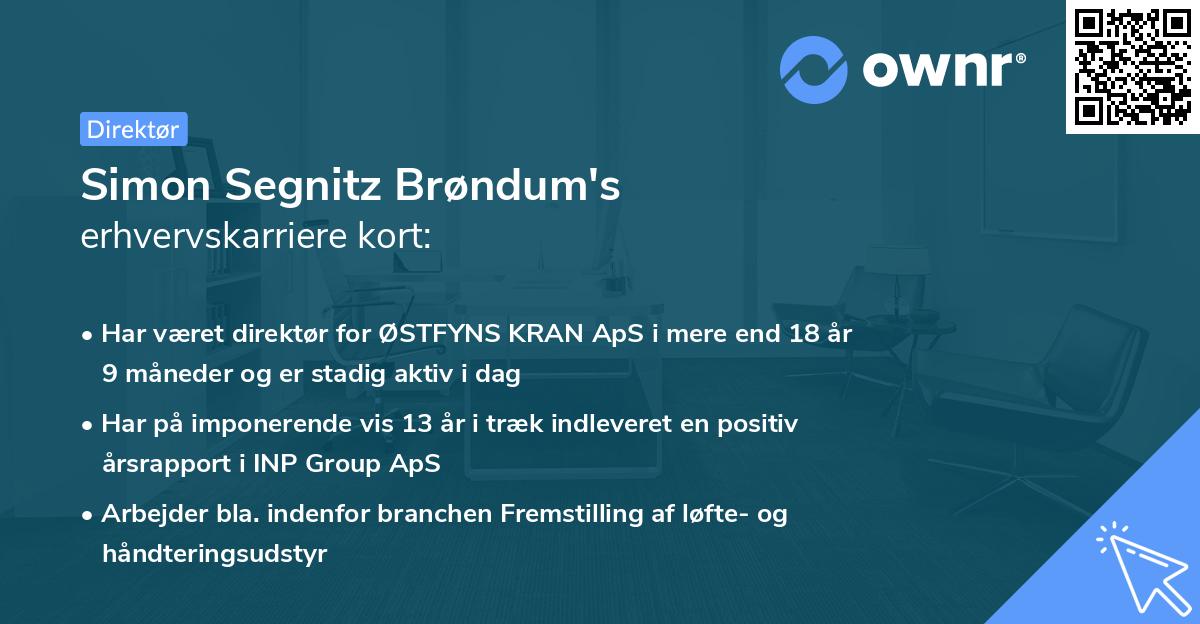 Simon Segnitz Brøndum's erhvervskarriere kort