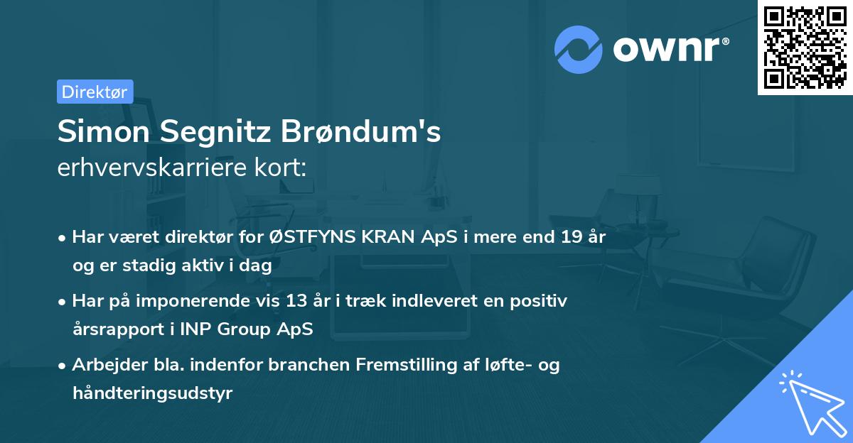 Simon Segnitz Brøndum's erhvervskarriere kort
