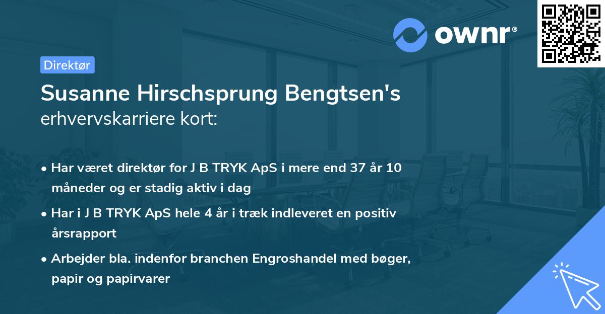 Susanne Hirschsprung Bengtsen's erhvervskarriere kort
