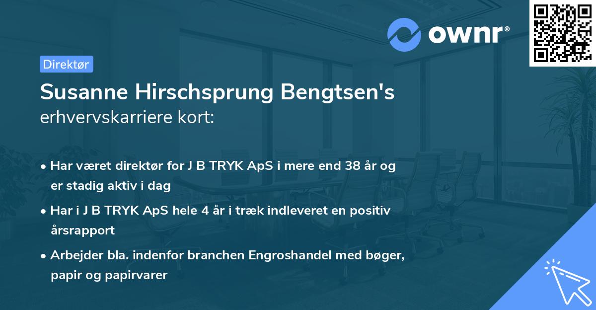 Susanne Hirschsprung Bengtsen's erhvervskarriere kort
