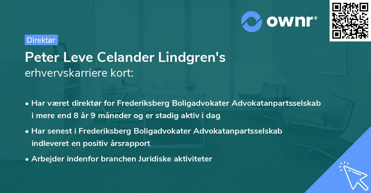 Peter Leve Celander Lindgren's erhvervskarriere kort