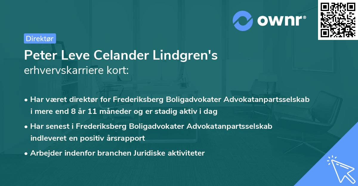 Peter Leve Celander Lindgren's erhvervskarriere kort