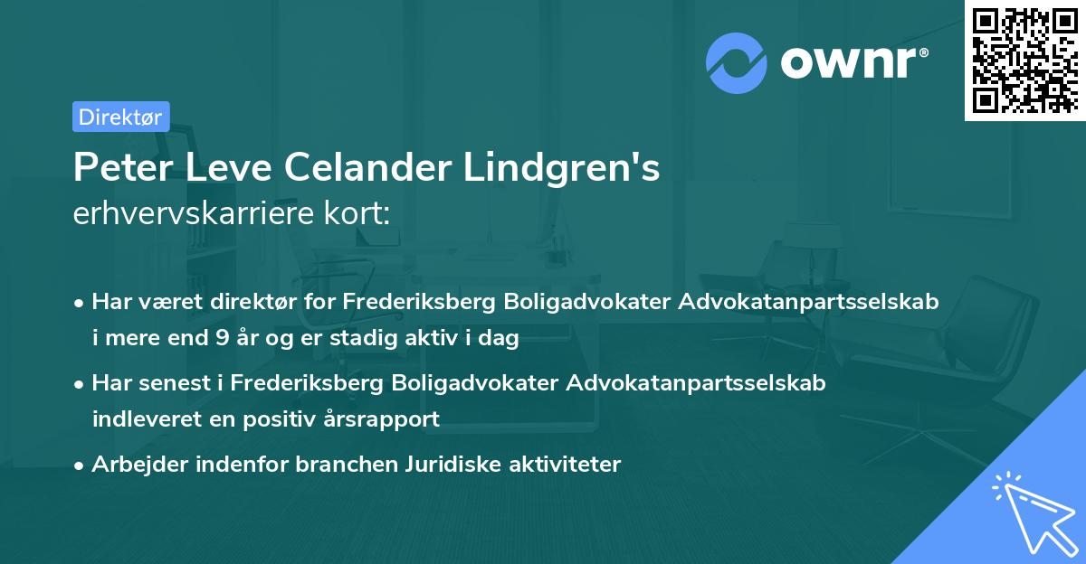 Peter Leve Celander Lindgren's erhvervskarriere kort